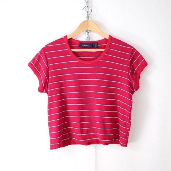Vintage Tops - ❌SOLD❌vintage 80s soft knit cropped stripe tee
